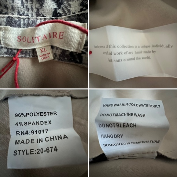 NWT Solitaire Women's Women's XL Gray Black Tan Sleeved Open Front Belted Coat - Picture 15 of 15